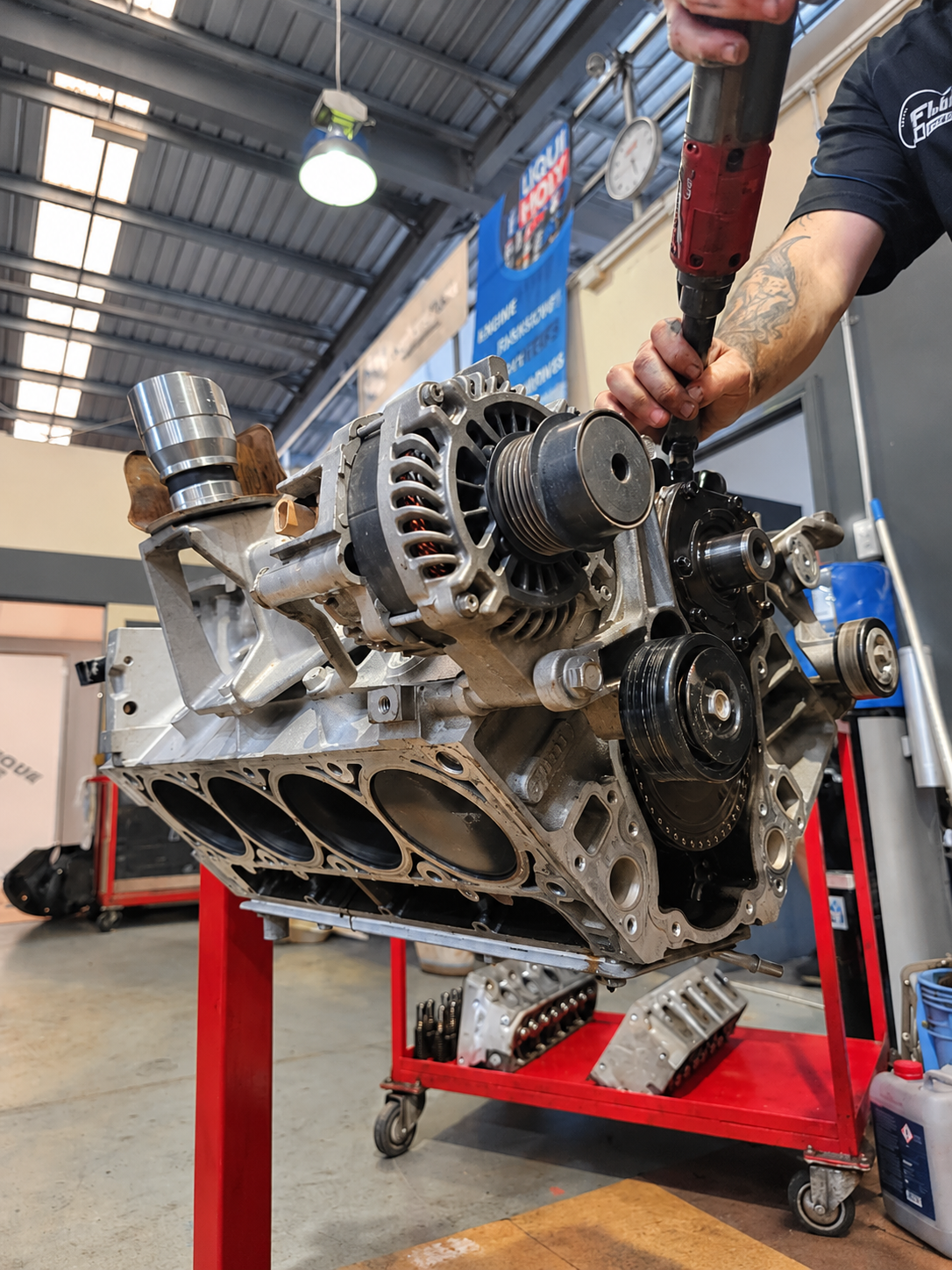 Engine fully stripped down ahead of the head and cam work